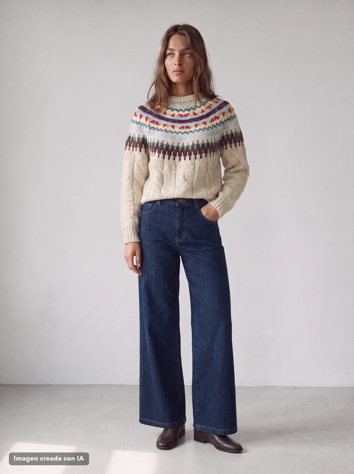 Jersey de cuello caja con cenefa para mujer - G-Barcelona