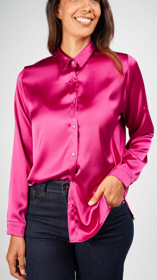 Fuchsia Satin Shirt