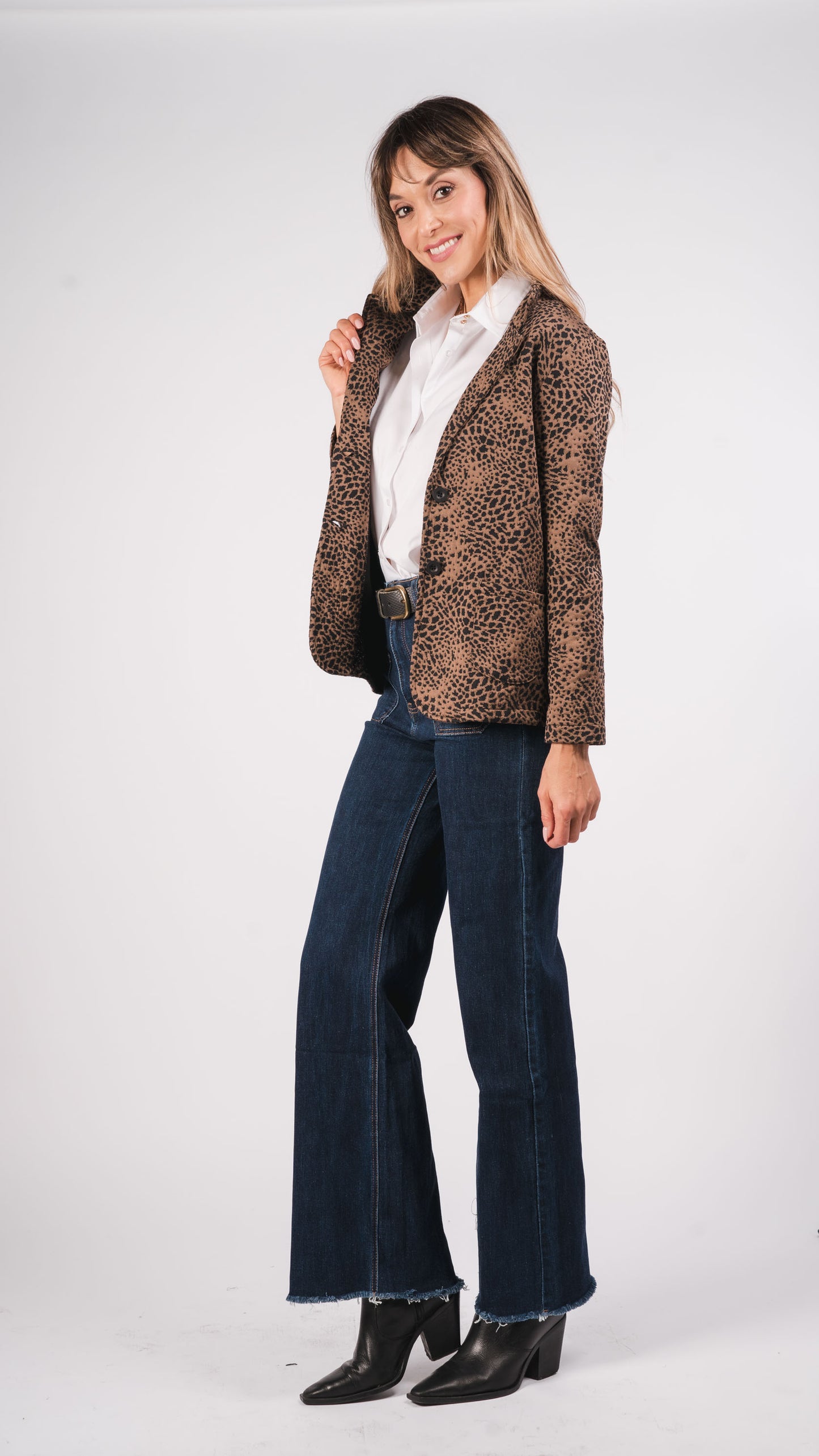 Brown Jacquard Print Blazer