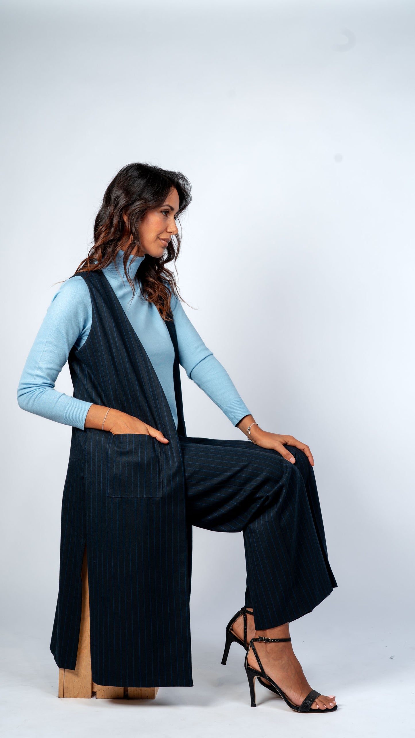 Straight-leg trousers with pinstripe