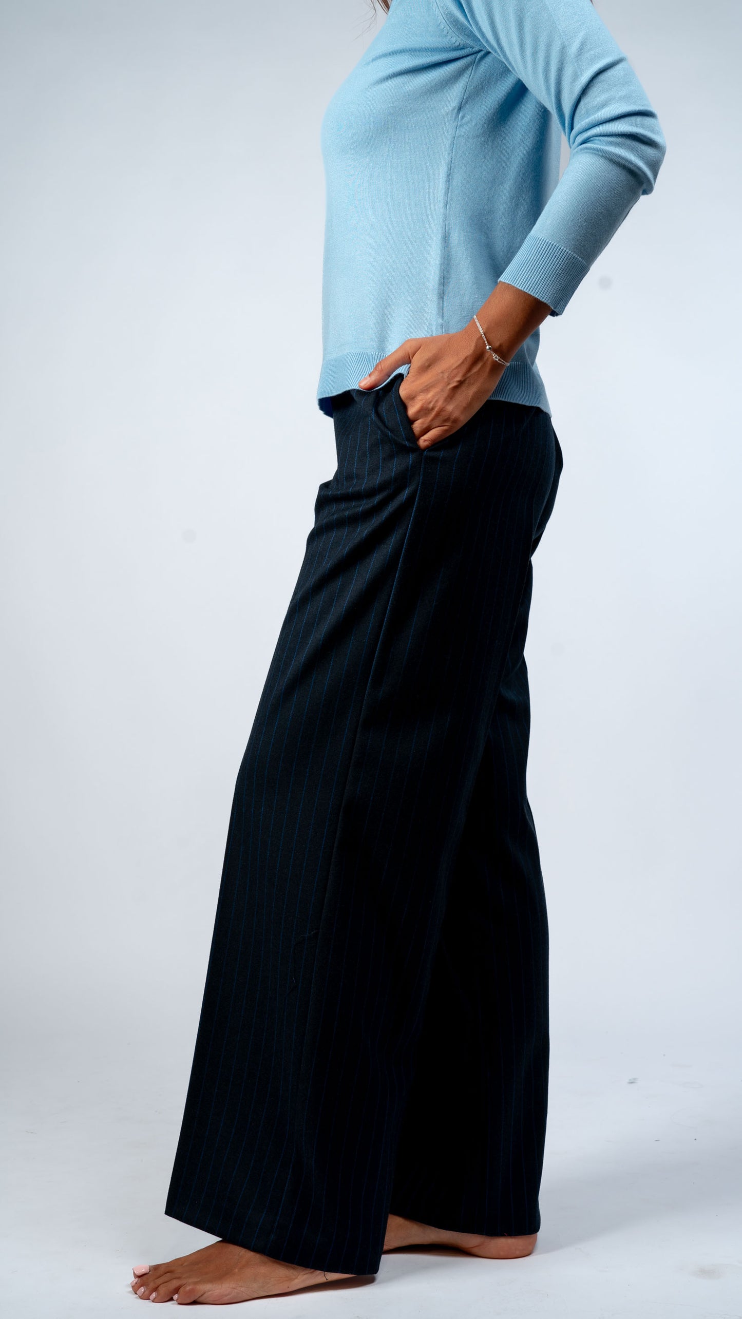 Straight-leg trousers with pinstripe