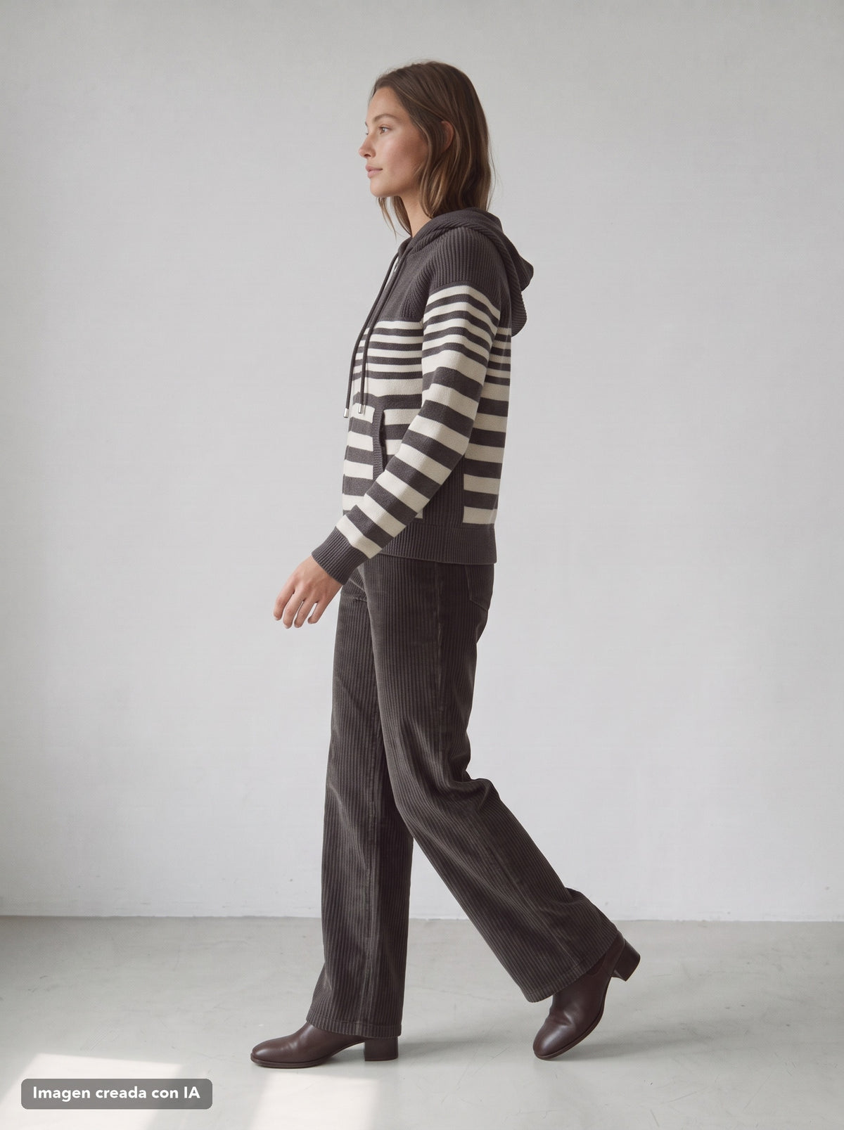 Chaqueta de rayas con capucha y cremallera para mujer - G-Barcelona