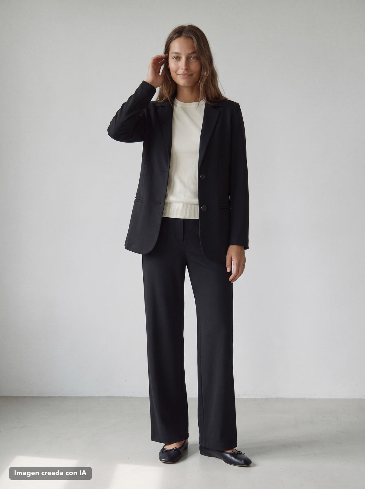 Pantalón palazzo liso negro para mujer - G-Barcelona