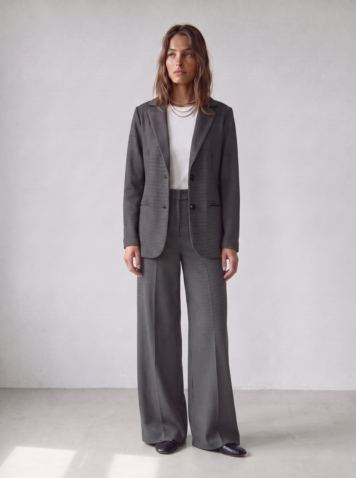 Pantalón palazzo de pata de gallo para mujer - G-Barcelona