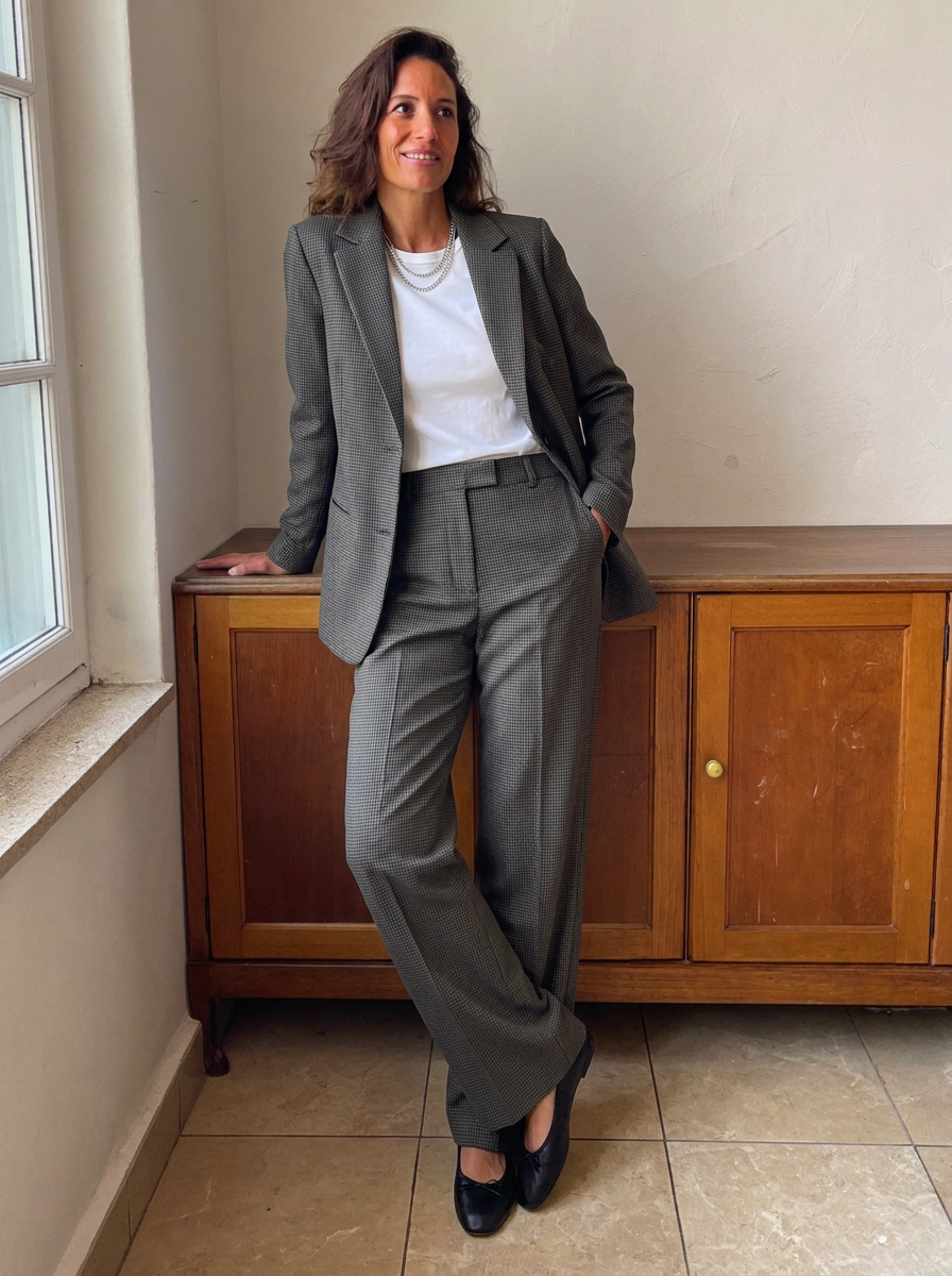 Pantalón palazzo de pata de gallo para mujer - G-Barcelona