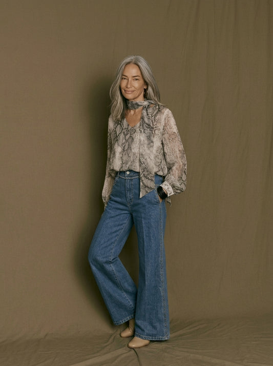 Tejano wide leg con tachuelas para mujer - G-Barcelona