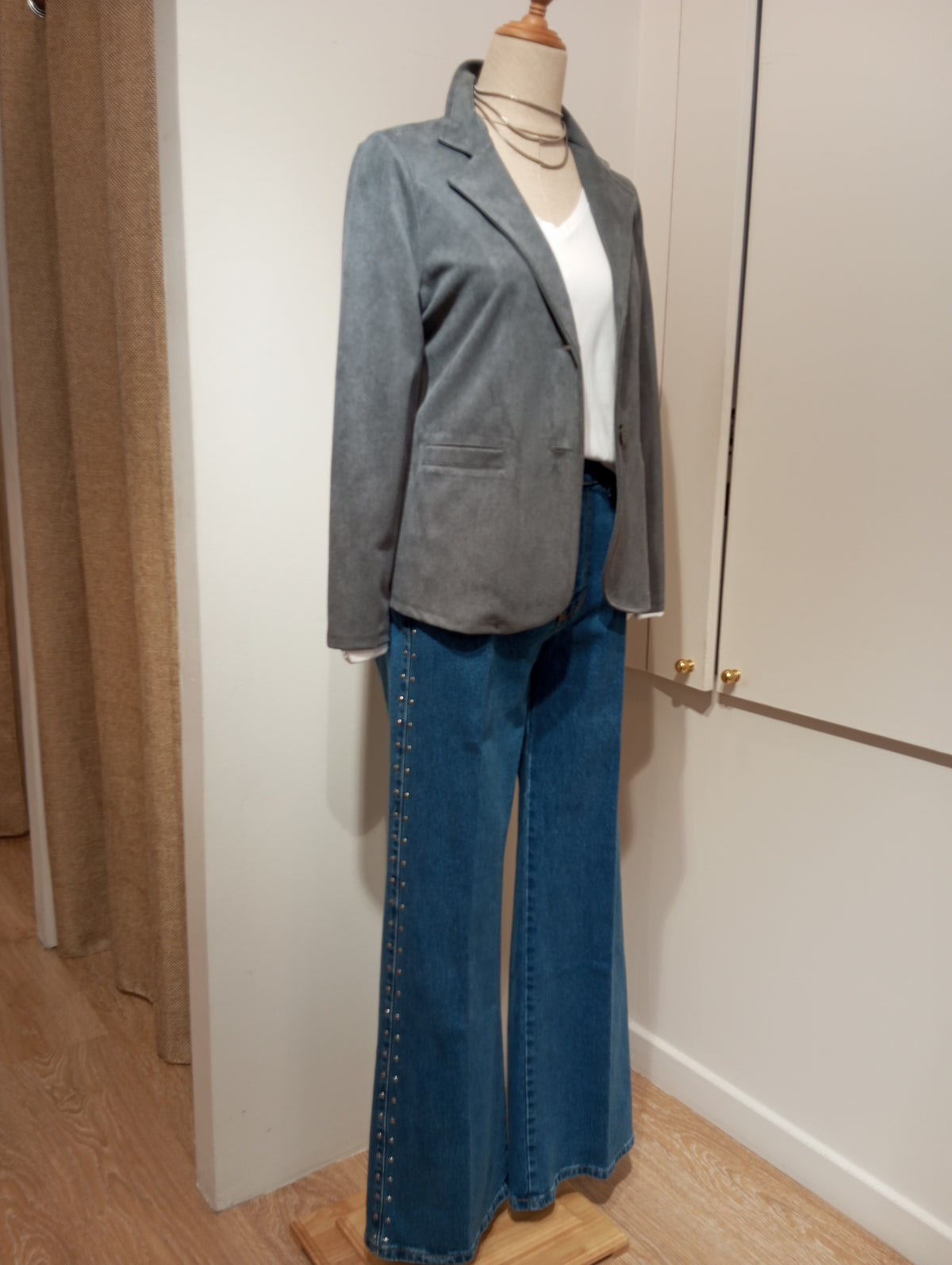 Tejano wide leg con tachuelas para mujer - G-Barcelona
